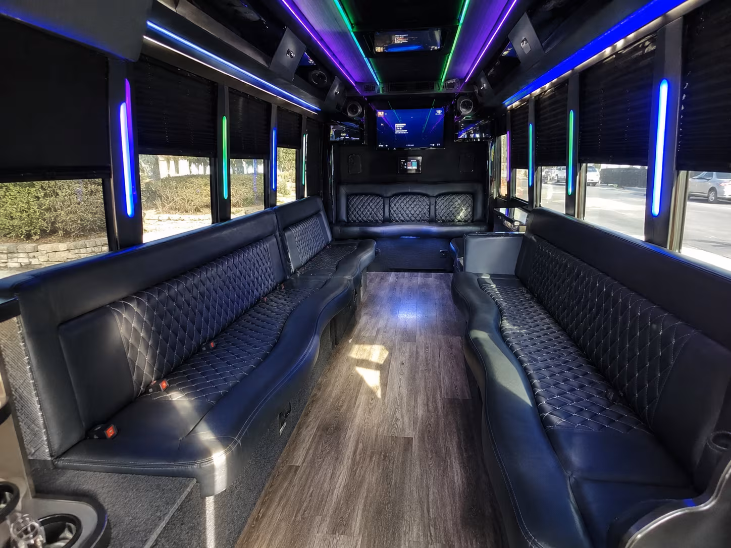 hendersonville 15 passenger party bus interior