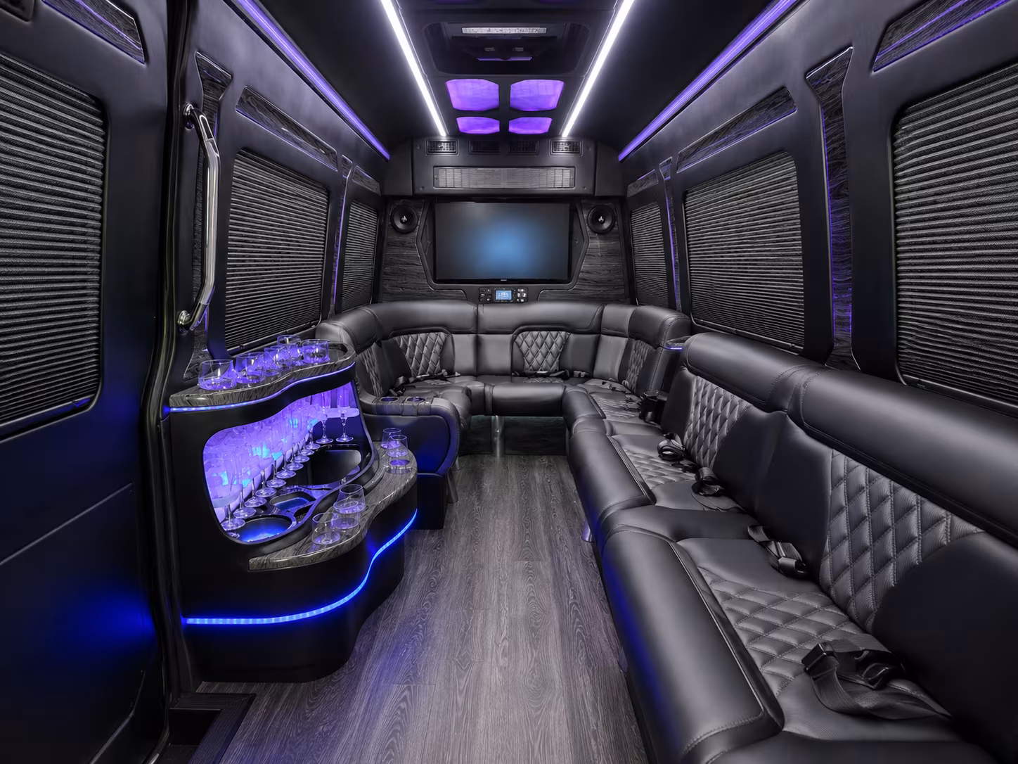 hendersonville 18 passenger party bus inside