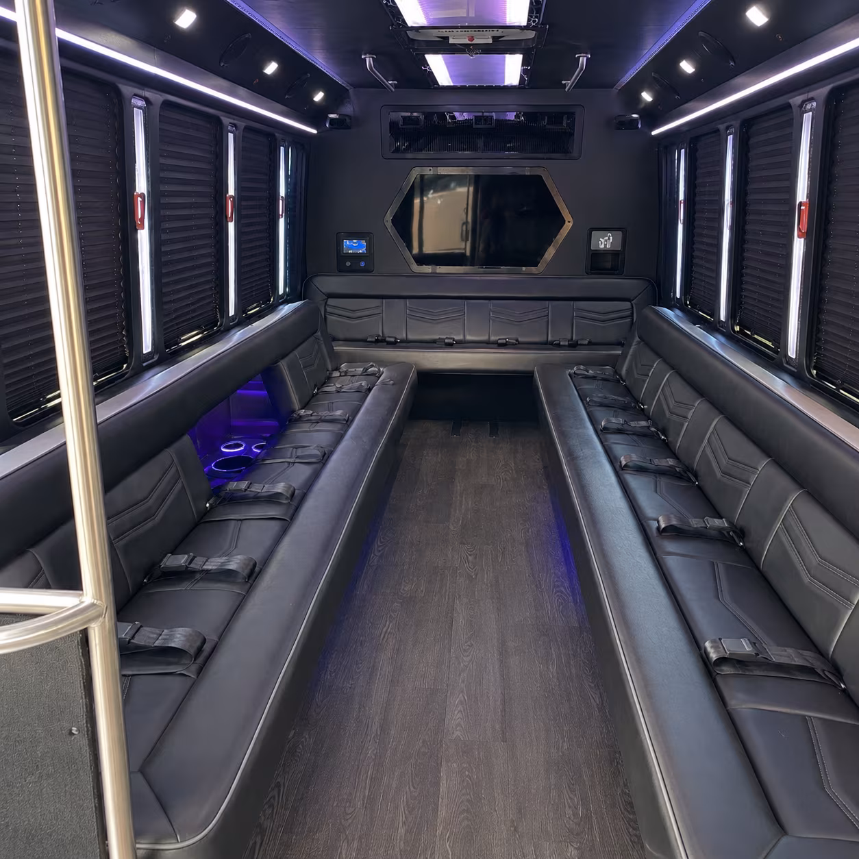 hendersonville 18 passenger party bus interior
